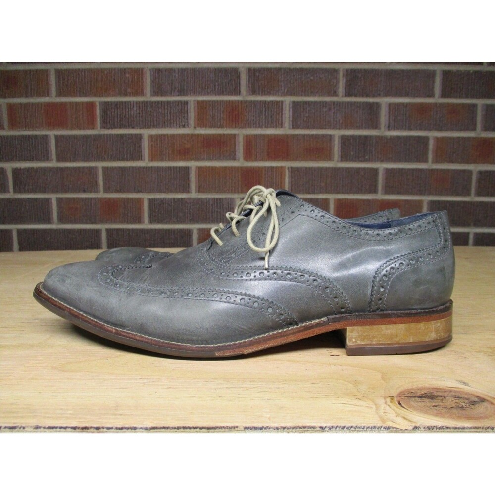 Cole Haan Mens Gray Leather Wingtip Oxford Dress Shoes C25125 Preppy 12 M - Picture 9 of 15